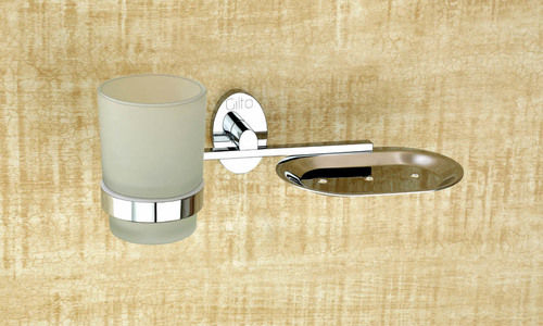 Brass Soap Dish With Glass Tumbler Holder