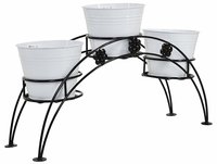 Iron 3 Tier Pot Stand With Metal Planter White