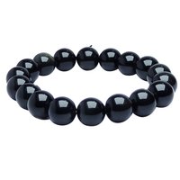 Natural Stone Black Obsiadian Beads Bracelet for Grounding & Self Confidance