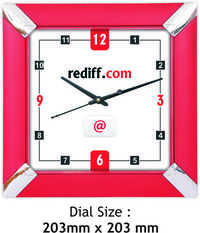 Office Wall Clock - Plastic, Square Shape, Polished Surface | Red And White Color, Limited Edition Quartz Mechanics