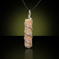 Natural Stone Sunstone Point Warpped Pendant