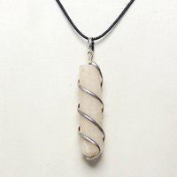 Natural Stone Peach Moon Stone Wrapped Healing Point Pendant