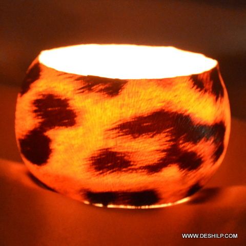 Color Decorative Votive Candle Holders Metal Pillar Candle Holders with Clear Glass Printing