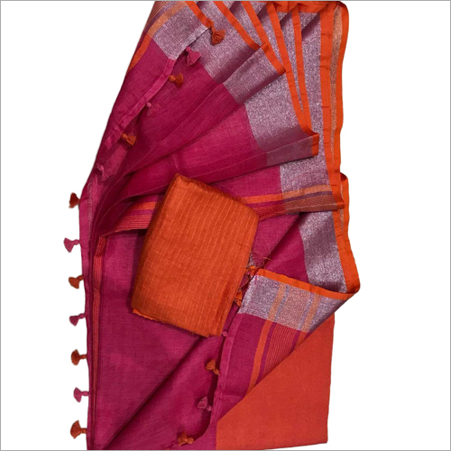 Ladies Printed Linen Saree