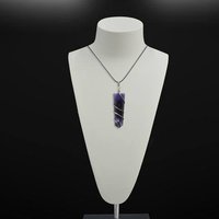 Natural Stone Amethyst Flat Wrapped Pendant For Mind