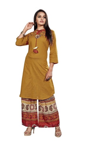 Single Color Kurti With Plazo
