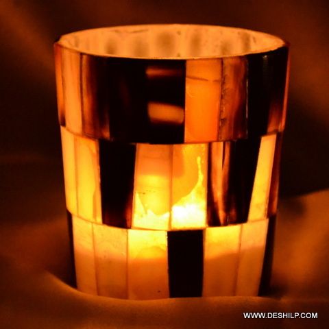 Mercury Seap Glass Candle Holders Handmade Beautiful