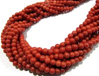 Natural Red Coral Round Shape 4mm Plain Smooth Beads Strand 13 I