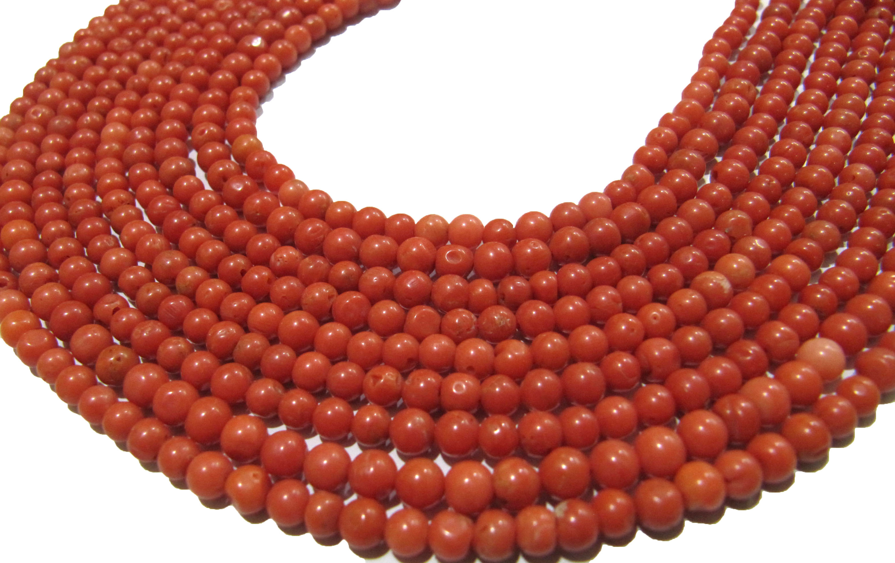 Natural Red Coral Round Shape 4mm Plain Smooth Beads Strand 13 I