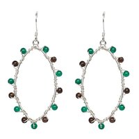 Natural Stone Onyx and Smokey Quartz Semi-Precious Earring