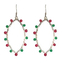 Natural Stone Onyx and Pink Tourmaline Semi-Precious Earring