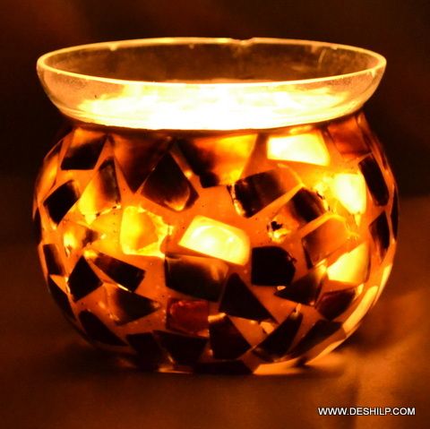 Seap Glass Candle Holder Handmade Votive