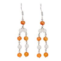 Natural Stone Carnelian and Moonstone Semi-Precious Earrings