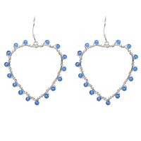 Natural Stone Blue Quartz Semi-Precious Heart Earrings