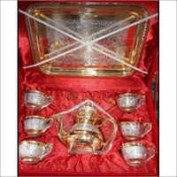 Silver Tea Set - Silver Material, Variable Capacity, Elegant Design, Shiny Finish, Corrosion Resistant, Easy To Clean, Includes Teapot, Cups, Tray