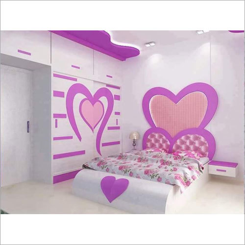 Pink Color Wooden Bed