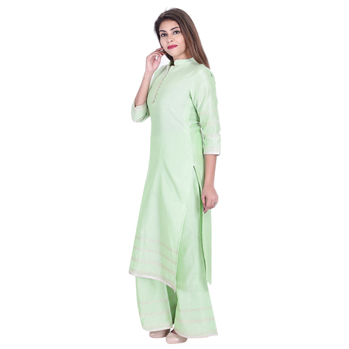 Chanderi Kurti Plazo Decoration Material: Laces