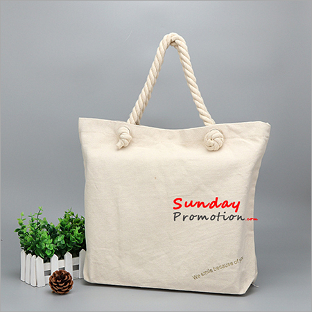 Canvas Bag - Floral Pattern, Standard Size 16/14, White Color | 15 Kg/hr Capacity, Durable Canvas Material, Reinforced Handles