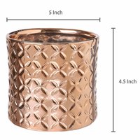 5 Inch Ceramic Canister Planter with Metallic Copper