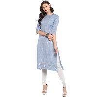 Ladies Cotton Kurta - 46 Inch Length, Multicolor | 3/4 Sleeves, Boar Neck, Tassel Border, Party Wear, Shrinkage Proof, Fade Resistant, Soft Texture