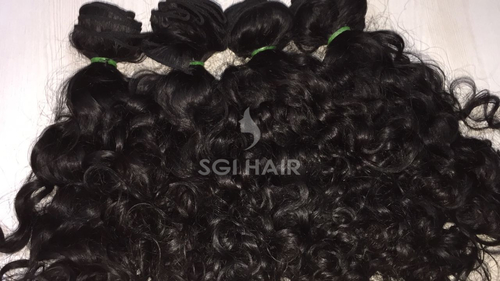 Indian Temple Machine Weft Natural Curly Hair Length: 10 - 36 Inch (In)