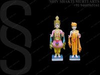 Marble Swami Narayan Statue - Artisan Crafted Marble, Exquisite Religious Icon With Intricate Detailing