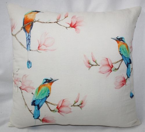 Multicolor Birds Print Cushion Cover