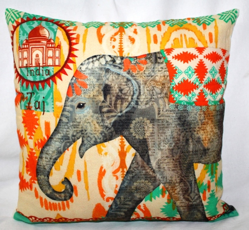 Multicolor Elephant Printed Cushion Cover