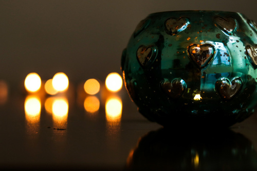 Turquoize heart shaped votive