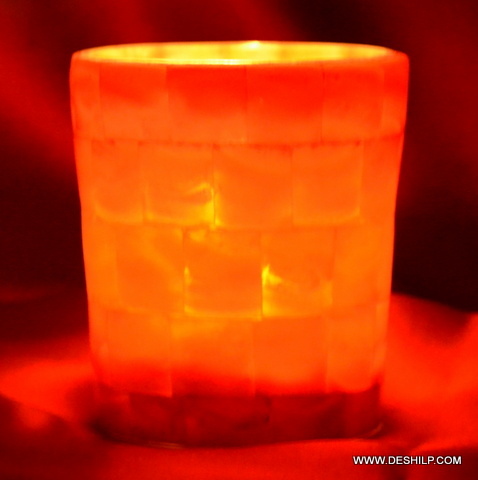 Glimmertide Stained-Glass Candle Vessel - Material: Glass