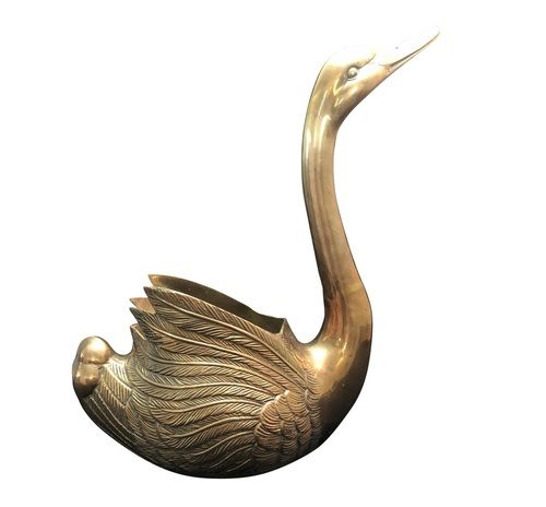 Vintage Large Brass Swan Planter