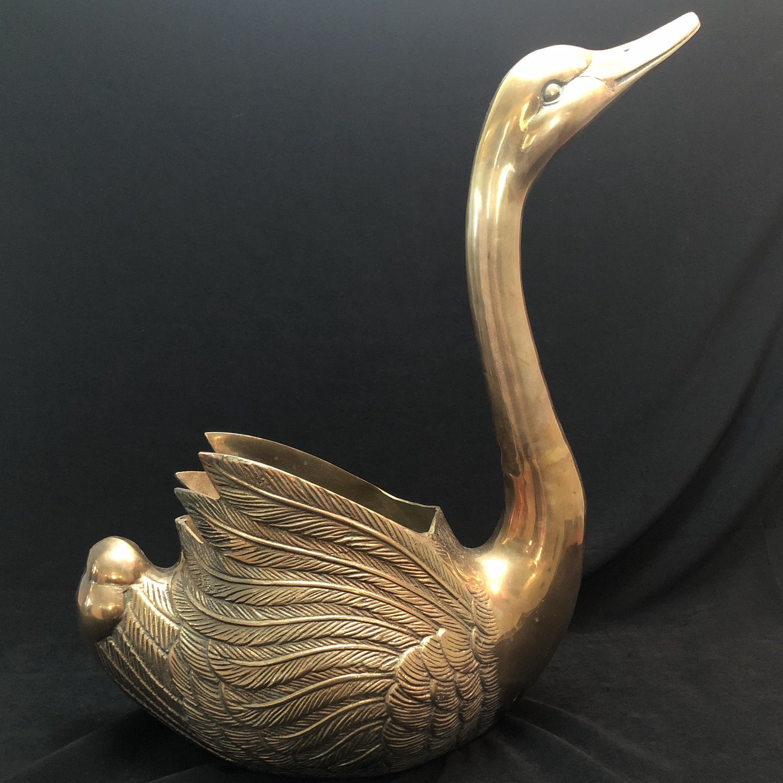 Vintage Large Brass Swan Planter