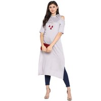 Ladies Plain Rayon Kurti - Size S To Xxl, Length 44 Inch, Color Grey | Soft Rayon Material, Cut Shoulder Design, Casual Ethnic Style