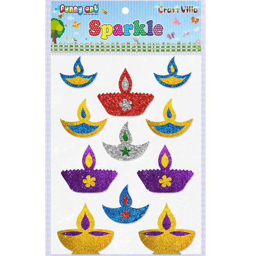 Craft Villa Sparkle Diwali Diya 02 Glitter Sticker