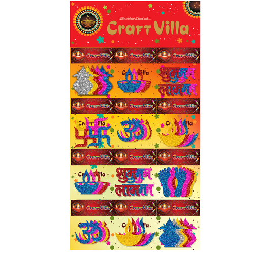 Craft Villa A3 Diwali Card Glitter Foam Sticker