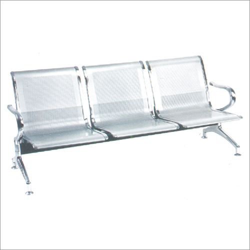Three Seater Reception Chair - Steel Mesh, 72x24x36 inches, Silver | Durable Frame, Comfortable Seating, Easy Assembly