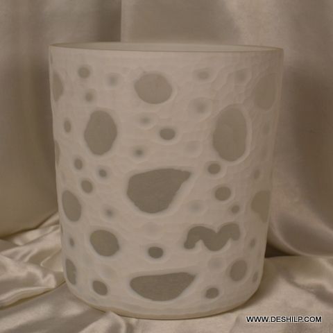 WHITE GLASS  DECOR CANDLE HOLDER