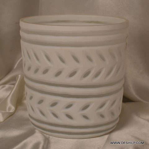 WHITE GLASS  DECOR CANDLE HOLDER for decoration