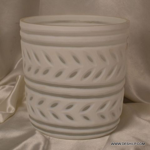 WHITE GLASS  DECOR CANDLE HOLDER