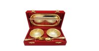Floral Pattern Gold Silver Plated Brass Bowl Set