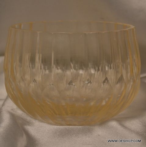 CRYSTAL CUTTING GLASS CANDLE HOLDER