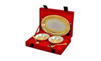 Gold Silver Plated Floral Shaped Big Bowl Set of 2