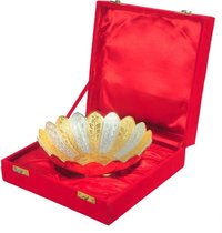 Gold Silver Plated Floral Shaped Big Bowl Set of 2
