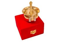 Handi Bowl with Spoon Set of 2 Pcs Brass Decorative Platter