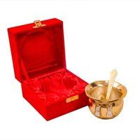 Handi Bowl with Spoon Set of 2 Pcs Brass Decorative Platter