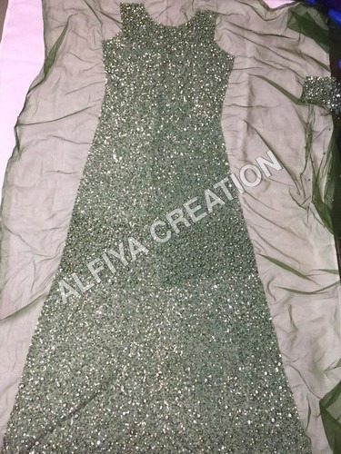 Heavy beaded pearl and sequins work fabric By ALFIYA CREATION