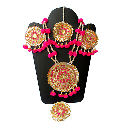 Gota Patti Designer Necklace Set Dangle Earrings