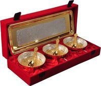 Silver Plated Brass Leaf Tray Set