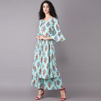 Ladies Blue Kurti With Palazzo