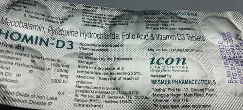 mecobalamin pyridoxine hydrocloride folic acid  vitamin d3 tablets